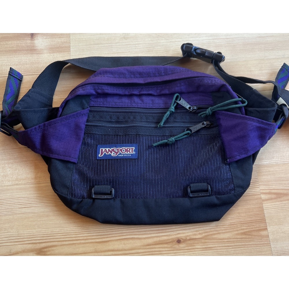 Vintage 90's Jansport Fanny Waist Pack PURPLE Hip Bag USA Made Aztec